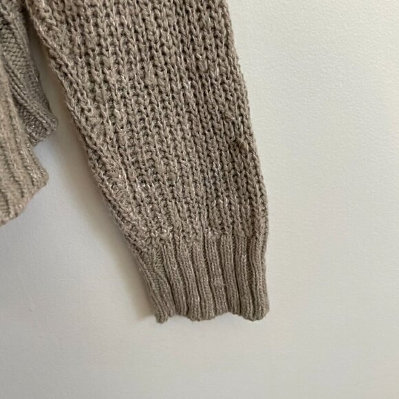 MAURICES Taupe Tan Brown Chunky Knit Notch / Split Neck Open Cardigan Sweater XL - Picture 10 of 16